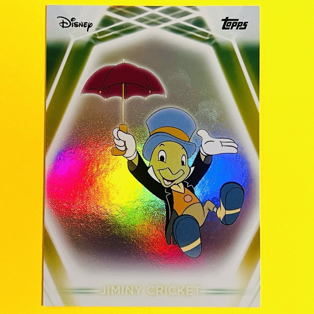 2026 Topps Chrome Disney Neon Jiminy Cricket #87 Rainbow Foil Insert Card